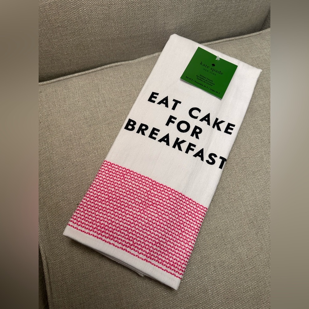 Kate Spade White and Pink Kitchen Towel